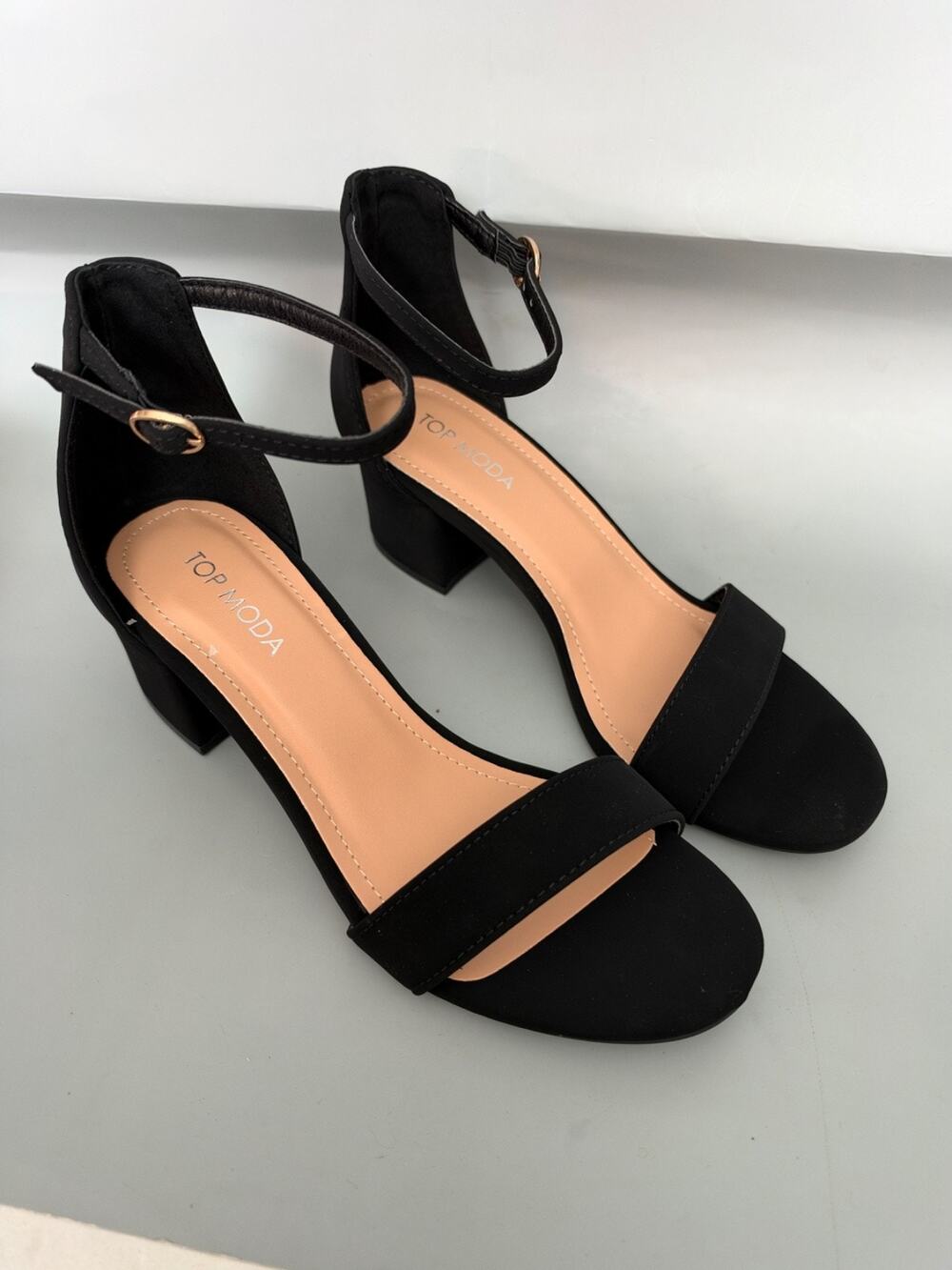 New Top Moda Black Slingback Heeled Sandals Darcie S4 New with Box